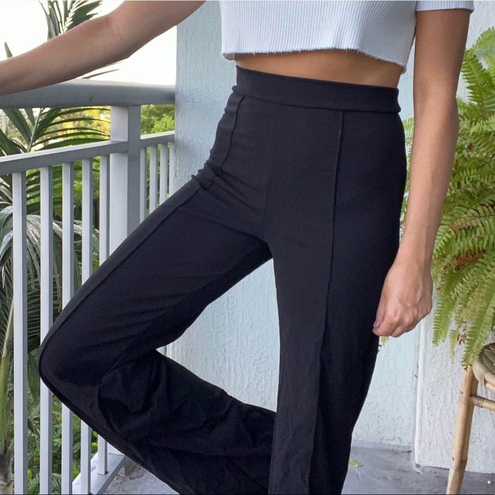 Black Pleated High Waist Wide Leg Dress Pants
